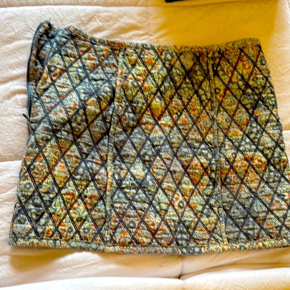 Free People Green and Orange Quilted Bubble Mini Skirt